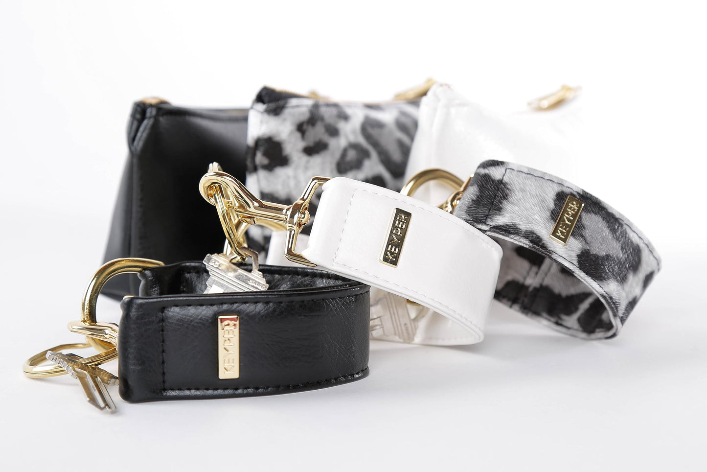 2-Piece Luxe Wristlet Set (IT Bag and a Key Ring Bracelet) Vegan Leather Classic Clutch Luxury Purse for Women