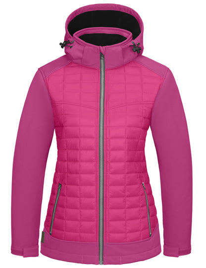 Little Donkey Andy Women's Lightweight Insulated Hybrid Jacket for Hiking Running Ski Thermal Warm with Removable Hood