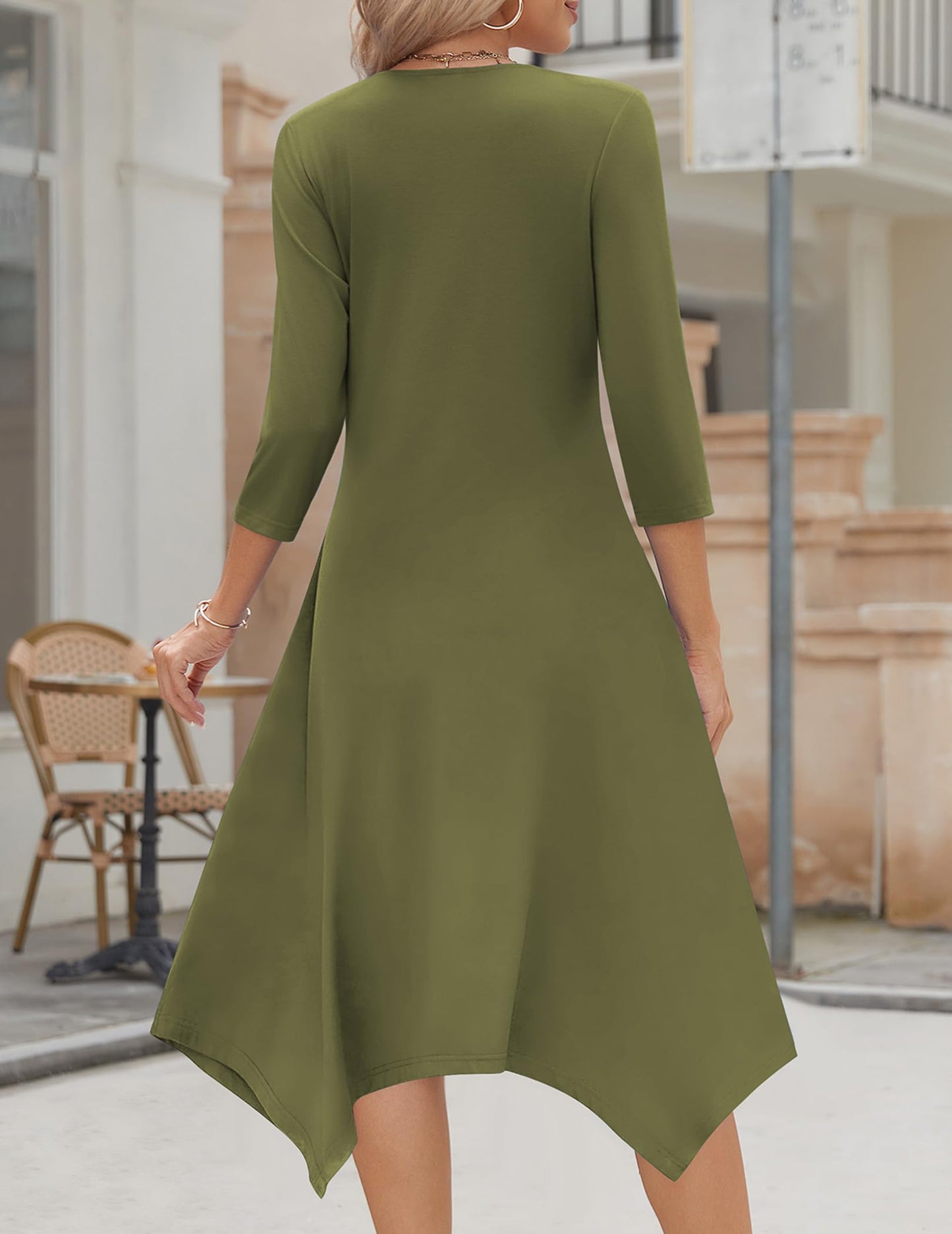 Zeagoo Midi Women 3/4 Sleeve Dress Casual Dresses with Pockets 2025 Fall A Line Dress Elegant Formal Modest Dresses