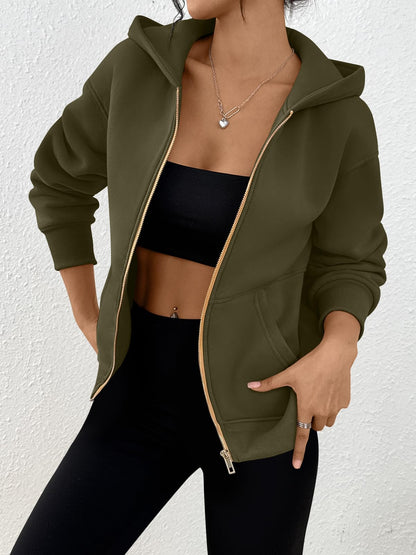 Trendy Queen Womens Zip Up Hoodies Fall Fashion Sweatshirt 2025 Clothes Y2K Cropped Jackets Cute Winter Outfits