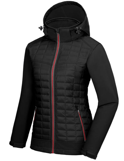Little Donkey Andy Women's Lightweight Insulated Hybrid Jacket for Hiking Running Ski Thermal Warm with Removable Hood