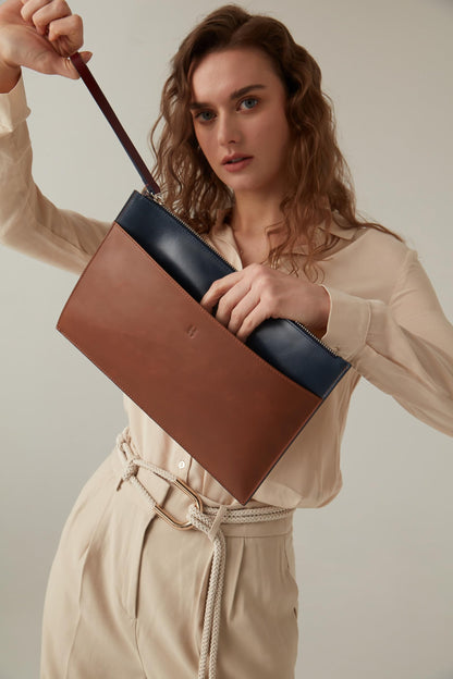 Wristlet for Women and Men, Full-Grain Leather Clutch with Zip Closure & RFID Blocking