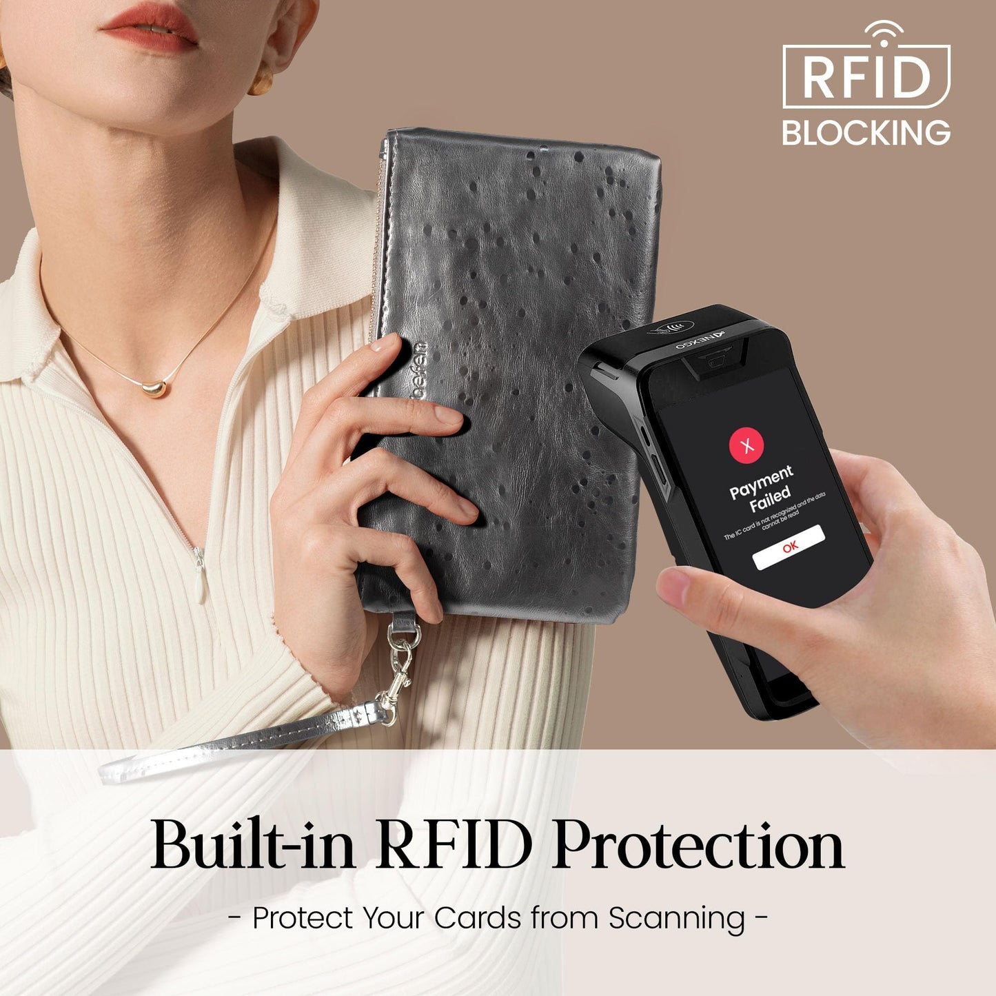 befen Genuine Leather Wristlet Clutch RFID Blocking Bag Cell Phone Wallet Purse Wristlet Wallet Purses and Handbags for Women