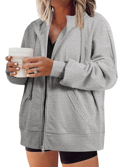 Eytino Women Plus Size Sweatshirts Long Sleeve Zip Up Oversized Casual Hoodies Jackets 2025 Fashion Fall Outfits(1X-5X)