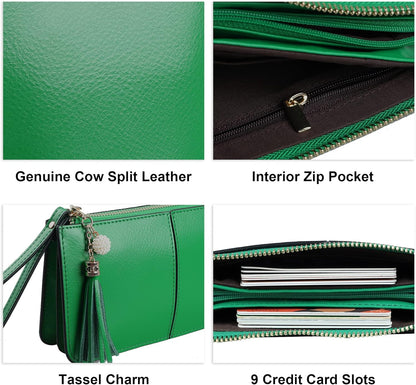befen Genuine Leather Wristlet Clutch for Women Ultra-Slim Ladies Credit Card Holder Wallet Purses with RFID Protection