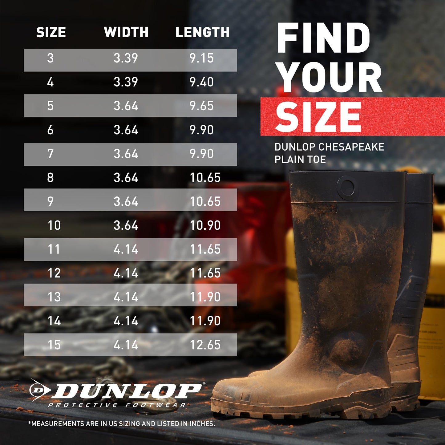 Dunlop Protective Footwear, Chesapeake plain toe Black Amazon, 100% Waterproof PVC, Lightweight and Durable