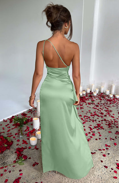Memoriesea Women's Sexy One Shoulder High Split Cocktail Wedding Party Maxi Dress