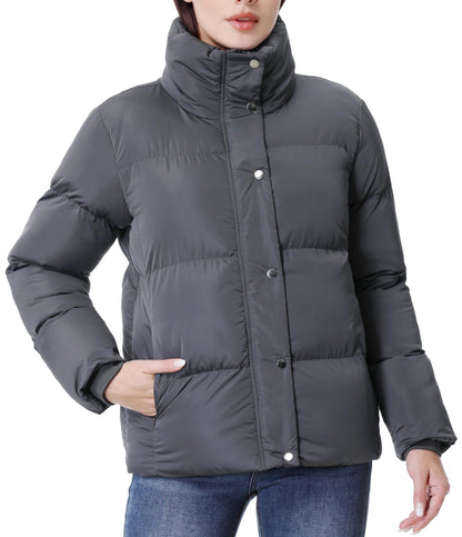 GIMECEN Women's Winter Coat Full-Zip Down Jacket Waterproof Puffer Coat Warm Parkas Long Sleeve Outerwear