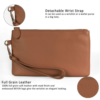befen Genuine Leather Wristlet Clutch RFID Blocking Bag Cell Phone Wallet Purse Wristlet Wallet Purses and Handbags for Women