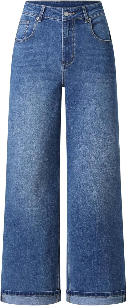 Women's Trendy Mid - Waisted Cropped Straight Leg Boyfriend Capri Jeans with Pockets