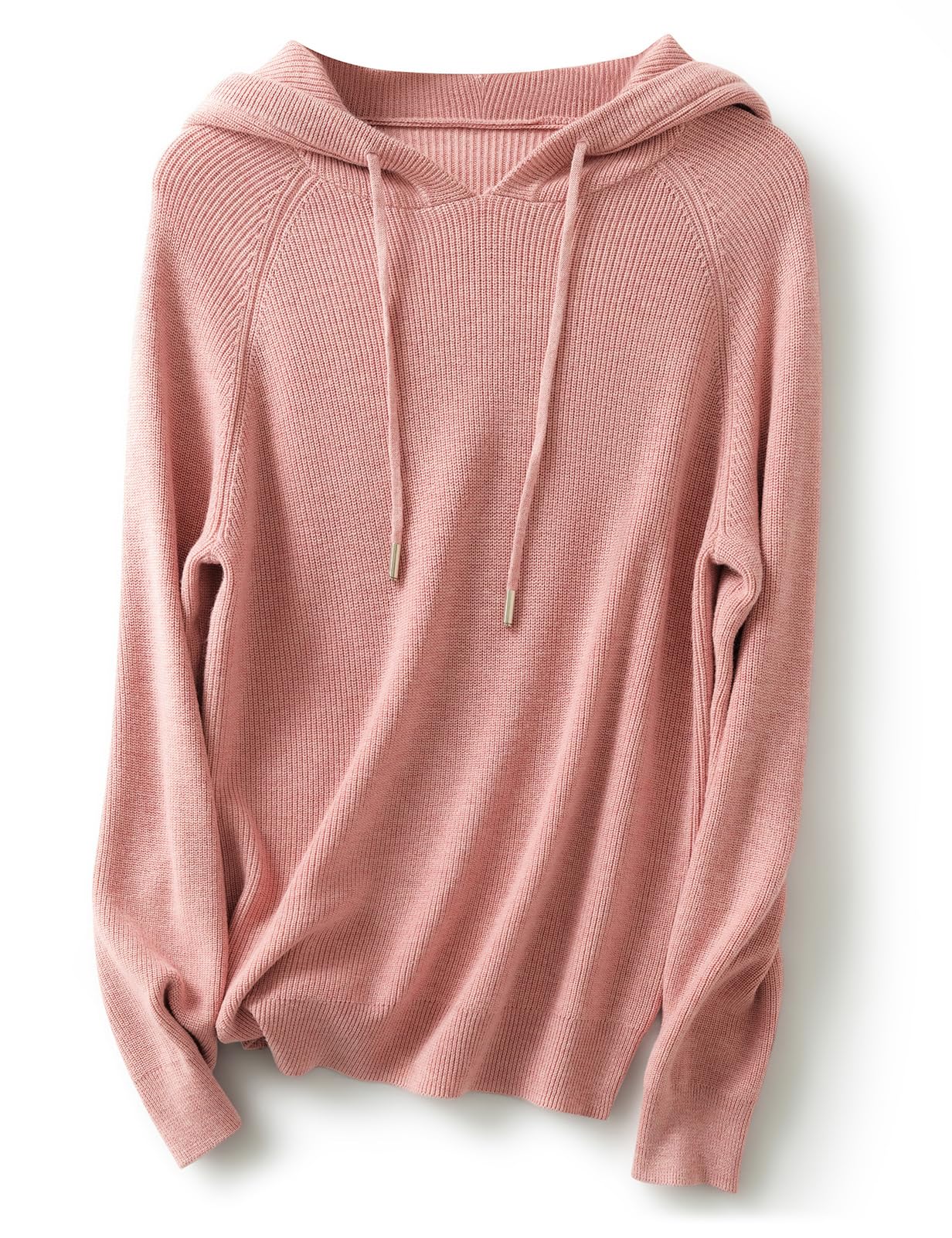 Women's Merino Wool Blend Hoodies 2025 Fall Winter Crewneck Sweatshirt Long Sleeve Knitted Sweater with Drawstring