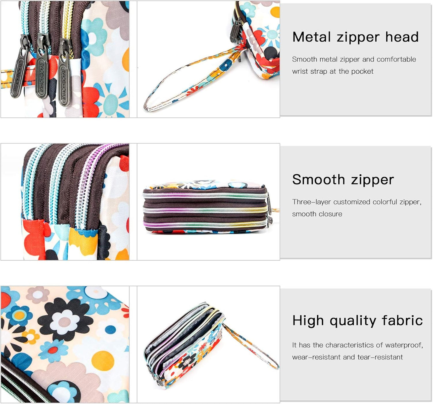 BIAOTIE Large Capacity Wristlet Wallet - Women Printed Nylon Waterproof Handbag Clutch Purse