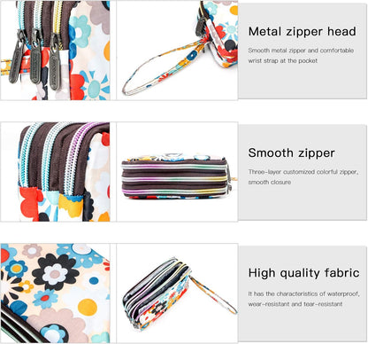 BIAOTIE Large Capacity Wristlet Wallet - Women Printed Nylon Waterproof Handbag Clutch Purse