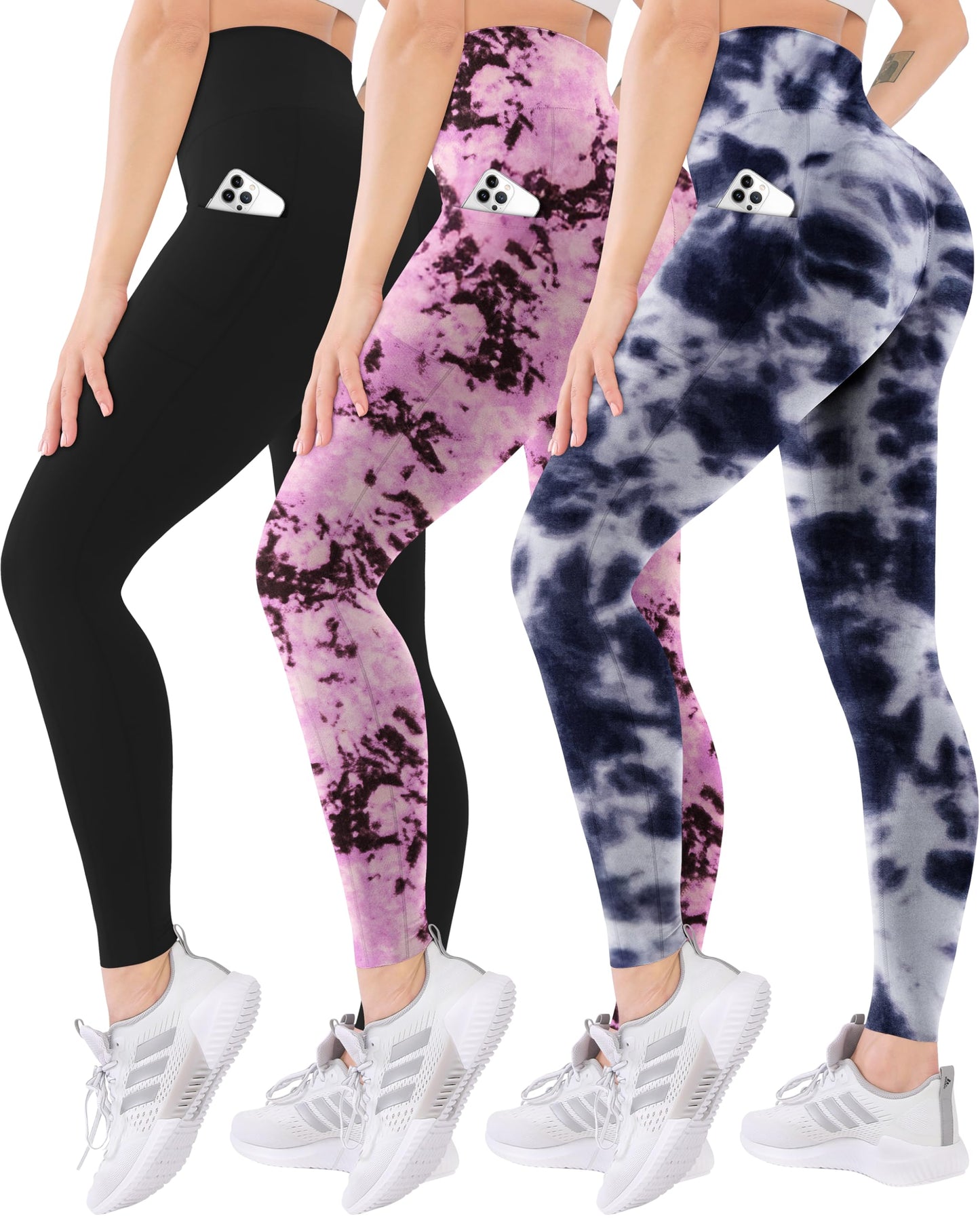 Blisset 3 Pack High Waisted Leggings for Women-Soft Athletic Tummy Control Pants for Running Yoga Workout Reg & Plus Size
