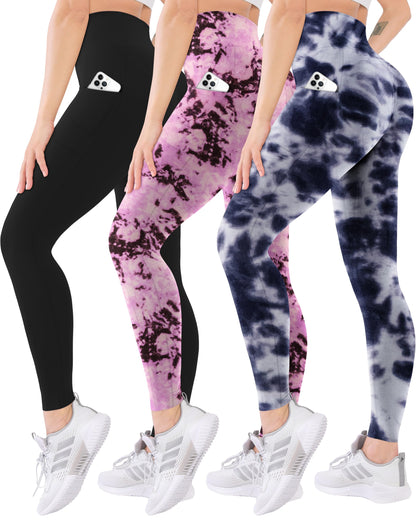 Blisset 3 Pack High Waisted Leggings for Women-Soft Athletic Tummy Control Pants for Running Yoga Workout Reg & Plus Size