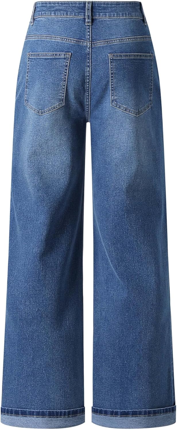 Women's Trendy Mid - Waisted Cropped Straight Leg Boyfriend Capri Jeans with Pockets