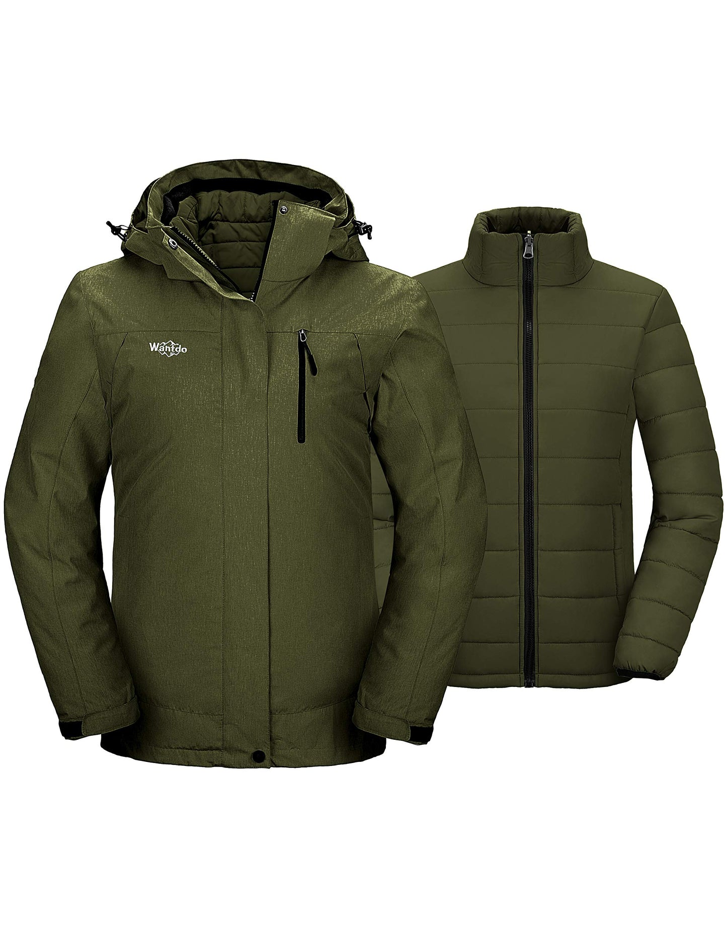 wantdo Women's 3 in 1 Waterproof Ski Jacket Windproof Winter Snow Coat Snowboarding Jackets Warm Raincoat