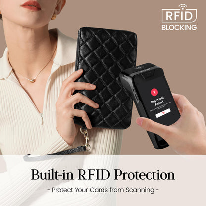 befen Genuine Leather Wristlet Clutch RFID Blocking Bag Cell Phone Wallet Purse Wristlet Wallet Purses and Handbags for Women