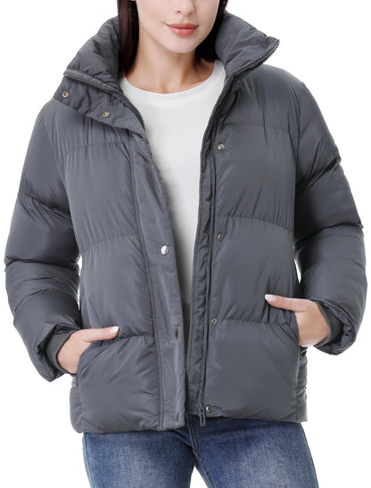 GIMECEN Women's Winter Coat Full-Zip Down Jacket Waterproof Puffer Coat Warm Parkas Long Sleeve Outerwear