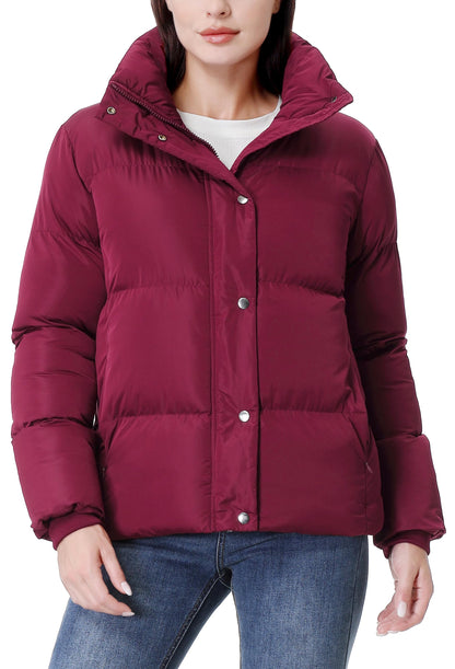GIMECEN Women's Winter Coat Full-Zip Down Jacket Waterproof Puffer Coat Warm Parkas Long Sleeve Outerwear