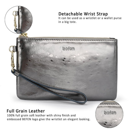 befen Genuine Leather Wristlet Clutch RFID Blocking Bag Cell Phone Wallet Purse Wristlet Wallet Purses and Handbags for Women