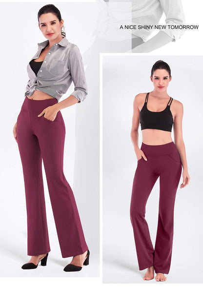 IUGA Yoga Pants Women Wide Leg High Waist Bootcut Workout Flare Leggings Tummy Control Work Dress Pants Women 4 Pockets