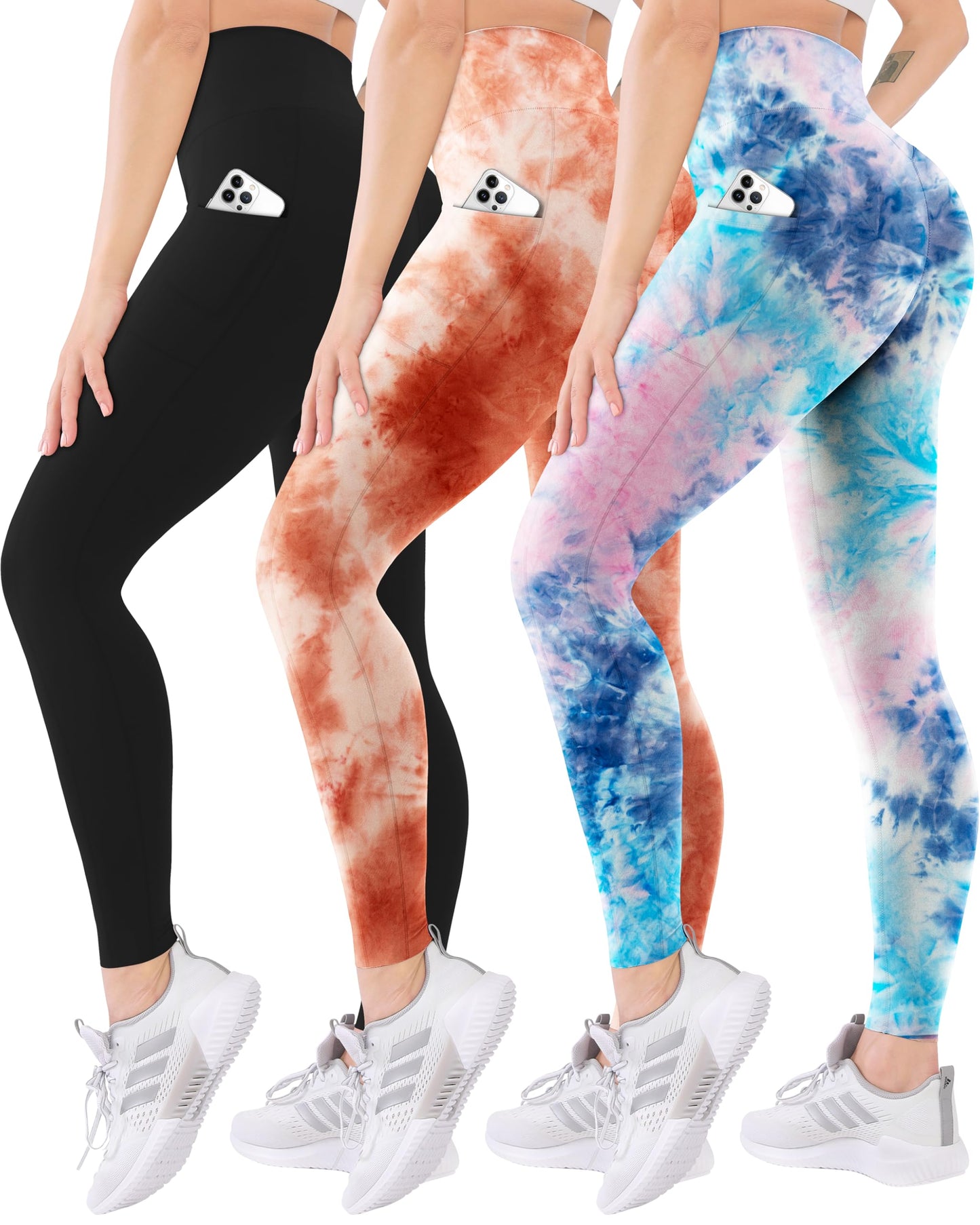 Blisset 3 Pack High Waisted Leggings for Women-Soft Athletic Tummy Control Pants for Running Yoga Workout Reg & Plus Size