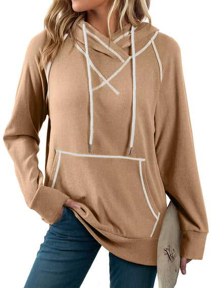 SHEWIN Womens Hoodies Drawstring Hooded Sweatshirt Pullover Long Sleeve Tops Womens Fall Fashion 2025