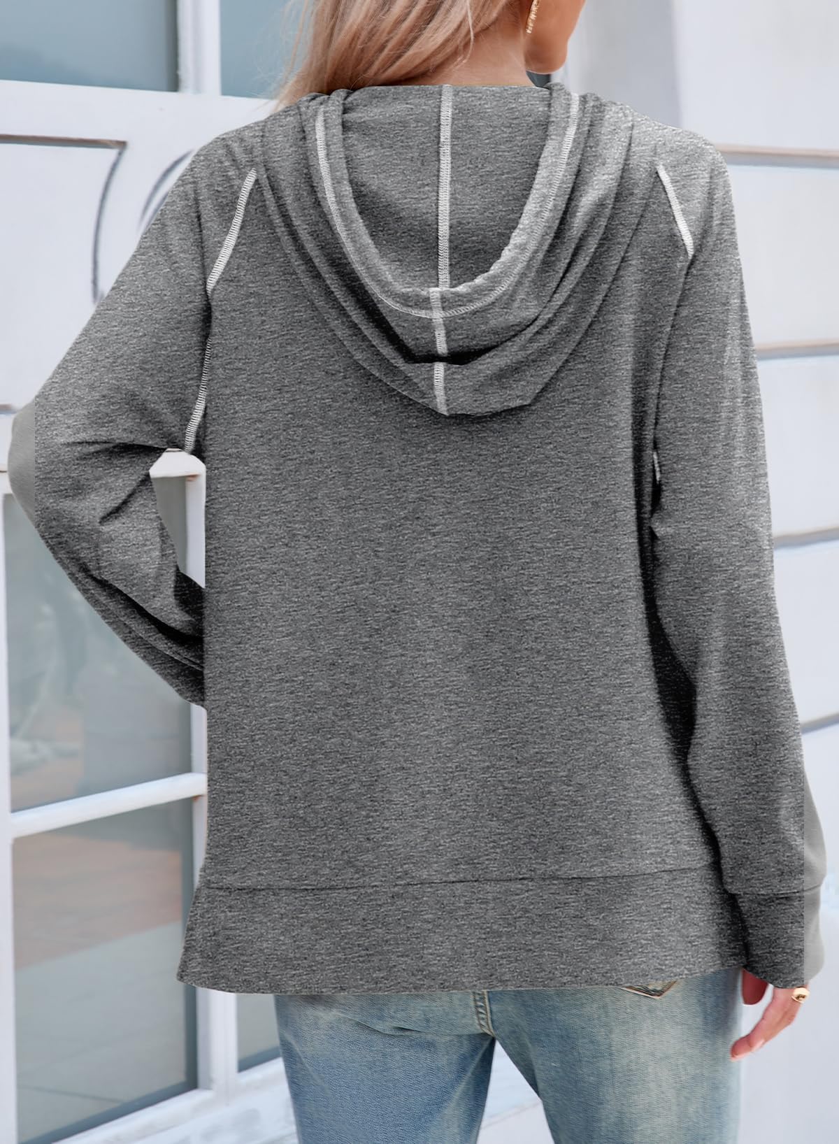 SHEWIN Womens Hoodies Drawstring Hooded Sweatshirt Pullover Long Sleeve Tops Womens Fall Fashion 2025