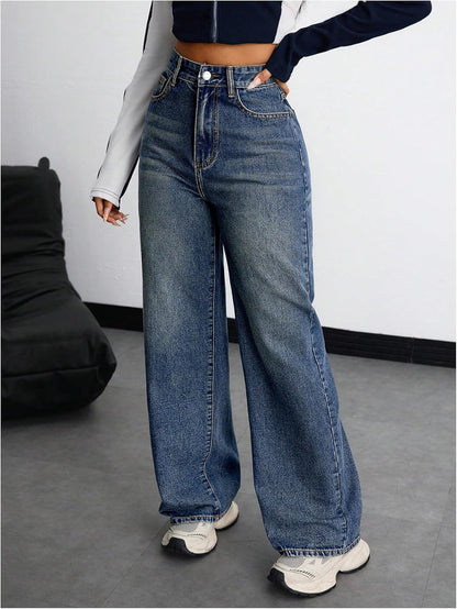 SOLY HUX Women's High Waisted Wide Leg Baggy Jeans Casual Loose Denim Pants