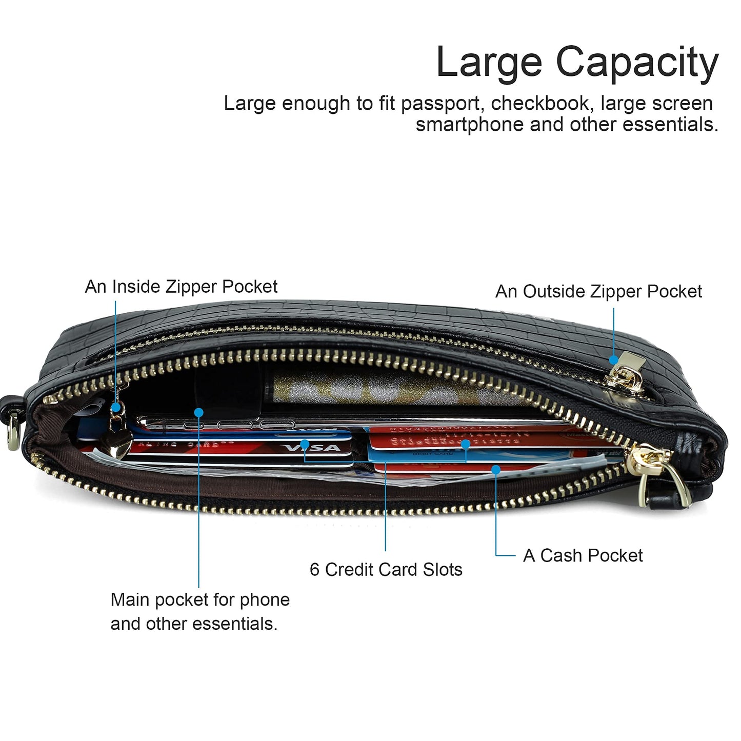 befen Genuine Leather Wristlet Clutch RFID Blocking Bag Cell Phone Wallet Purse Wristlet Wallet Purses and Handbags for Women