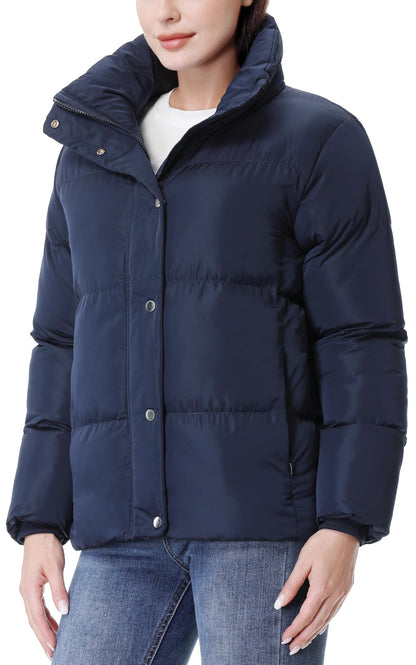 GIMECEN Women's Winter Coat Full-Zip Down Jacket Waterproof Puffer Coat Warm Parkas Long Sleeve Outerwear