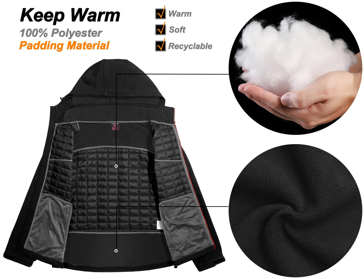 Little Donkey Andy Women's Lightweight Insulated Hybrid Jacket for Hiking Running Ski Thermal Warm with Removable Hood