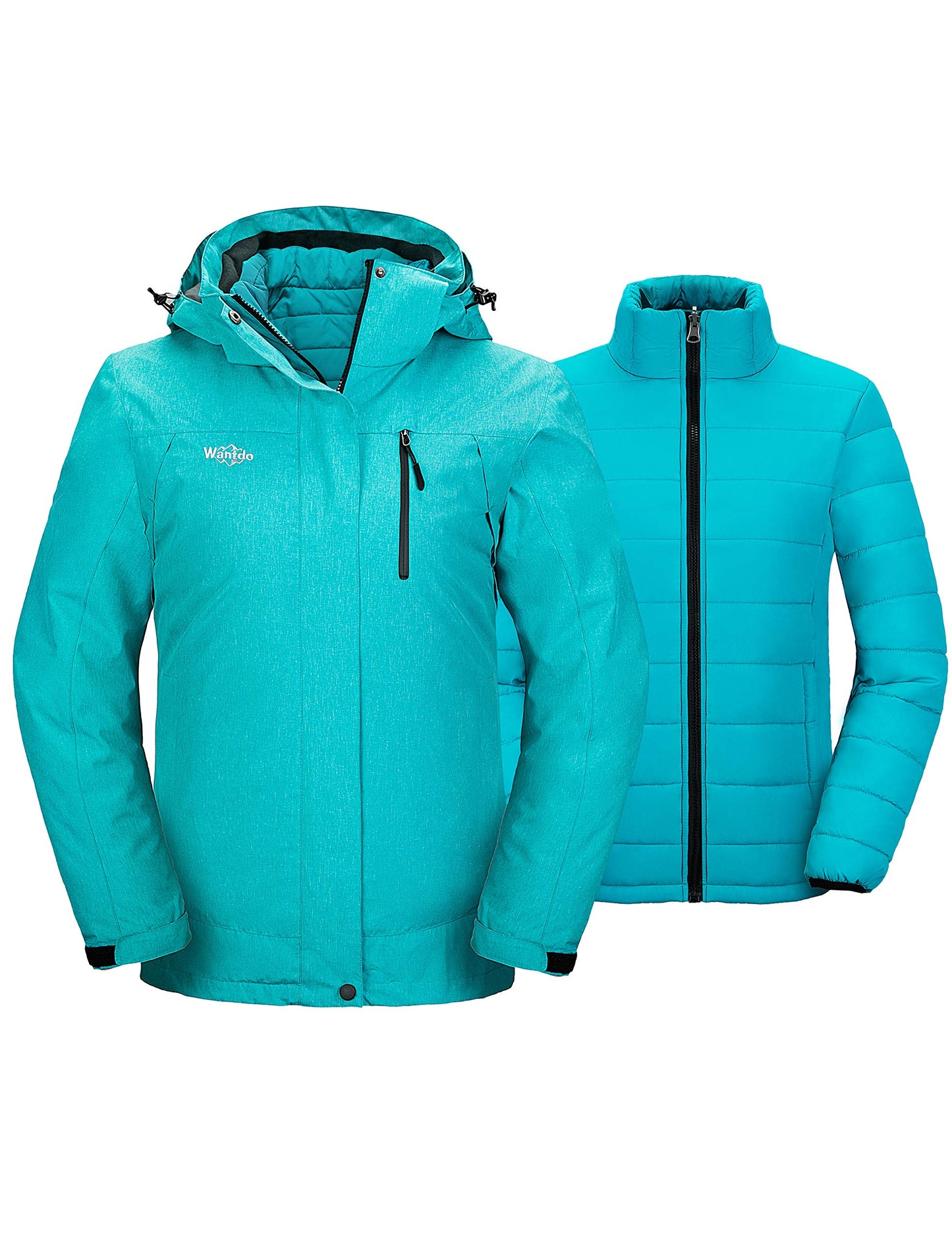 wantdo Women's 3 in 1 Waterproof Ski Jacket Windproof Winter Snow Coat Snowboarding Jackets Warm Raincoat