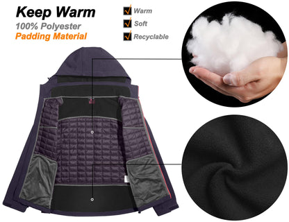 Little Donkey Andy Women's Lightweight Insulated Hybrid Jacket for Hiking Running Ski Thermal Warm with Removable Hood