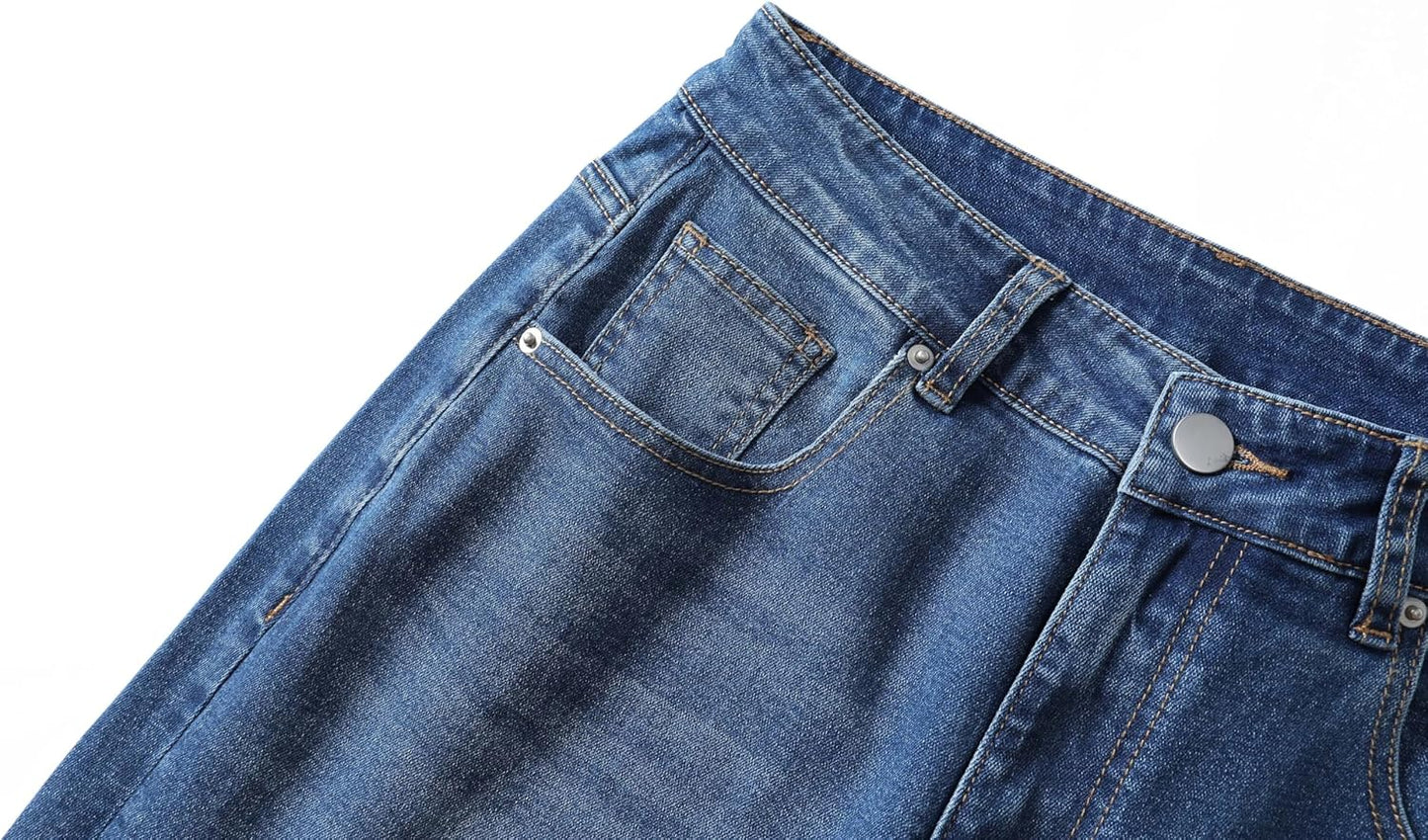 Women's Trendy Mid - Waisted Cropped Straight Leg Boyfriend Capri Jeans with Pockets