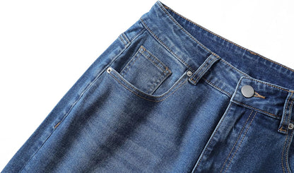 Women's Trendy Mid - Waisted Cropped Straight Leg Boyfriend Capri Jeans with Pockets