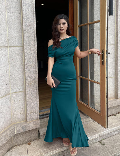 YMDUCH Women's Elegant Sleeveless Off Shoulder Bodycon Long Formal Party Evening Dress
