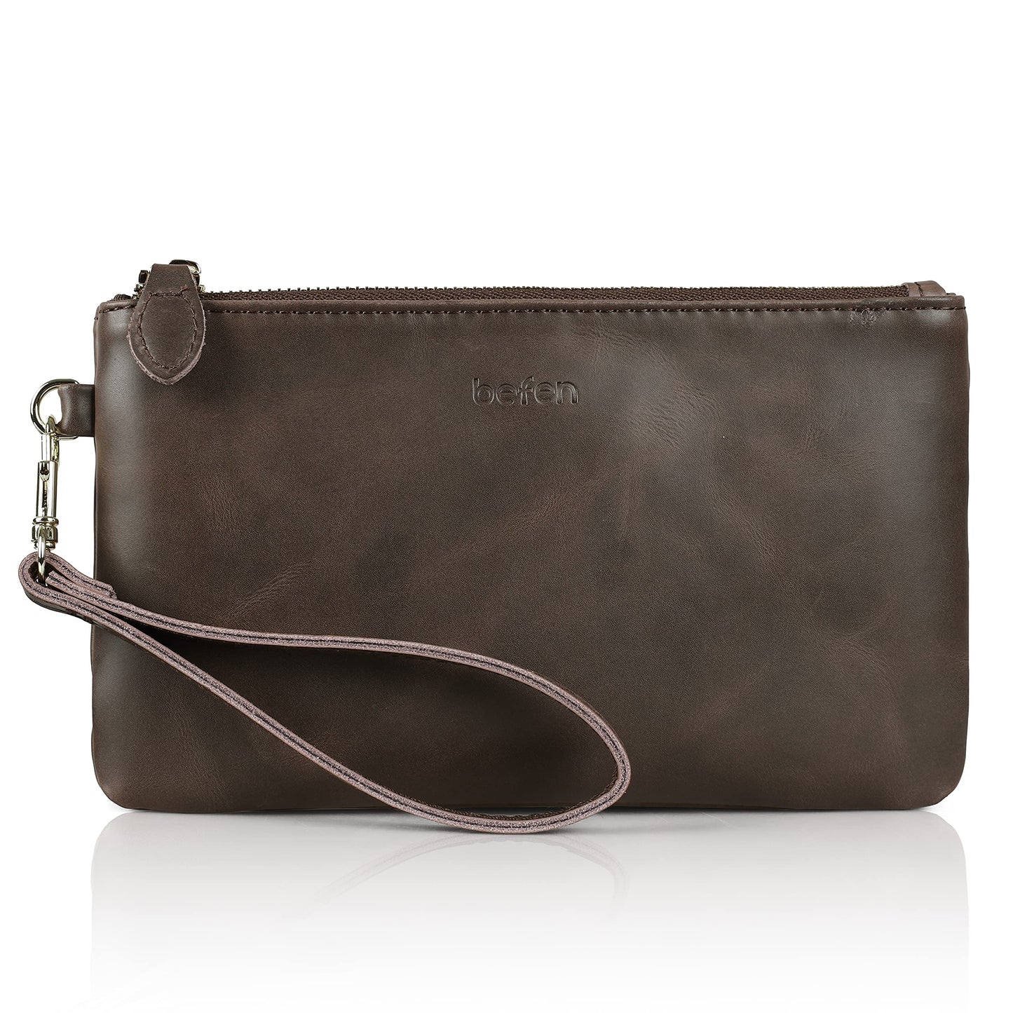 befen Genuine Leather Wristlet Clutch RFID Blocking Bag Cell Phone Wallet Purse Wristlet Wallet Purses and Handbags for Women