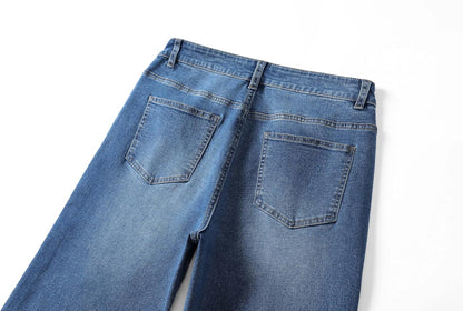 Women's Trendy Mid - Waisted Cropped Straight Leg Boyfriend Capri Jeans with Pockets